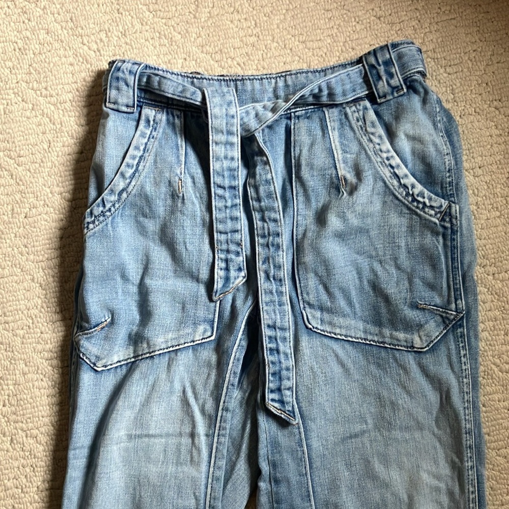 We the Free glitch drop pull on belted jogger boho faded jeans Free People - Picture 4 of 13